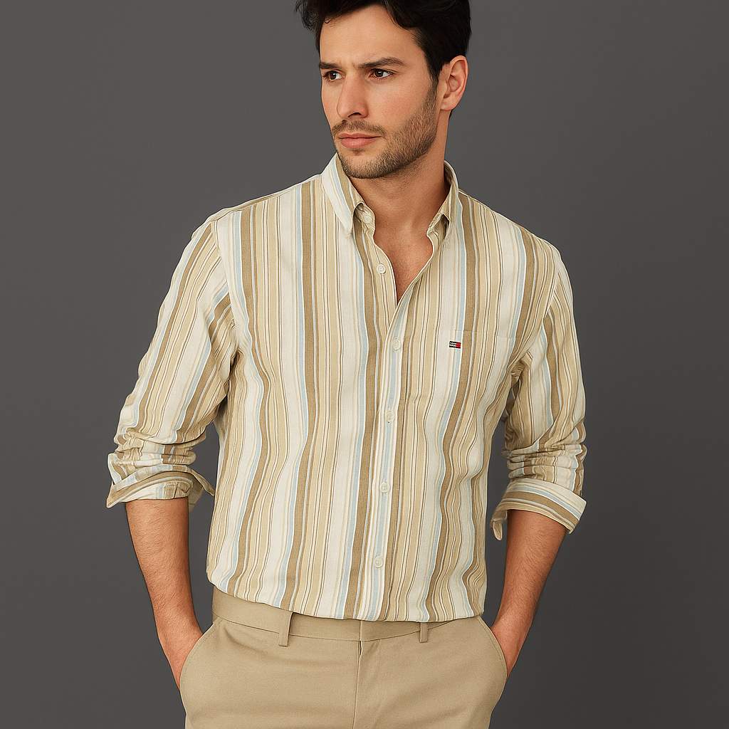 Lacoste Striped Button-Up Shirt