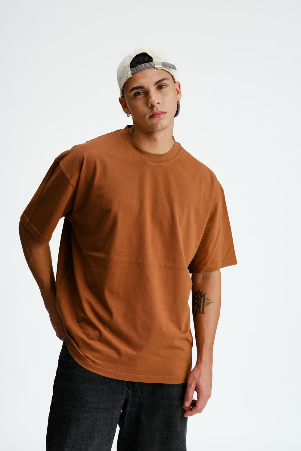 Solid Brown Soft Jersey Oversized T-shirt