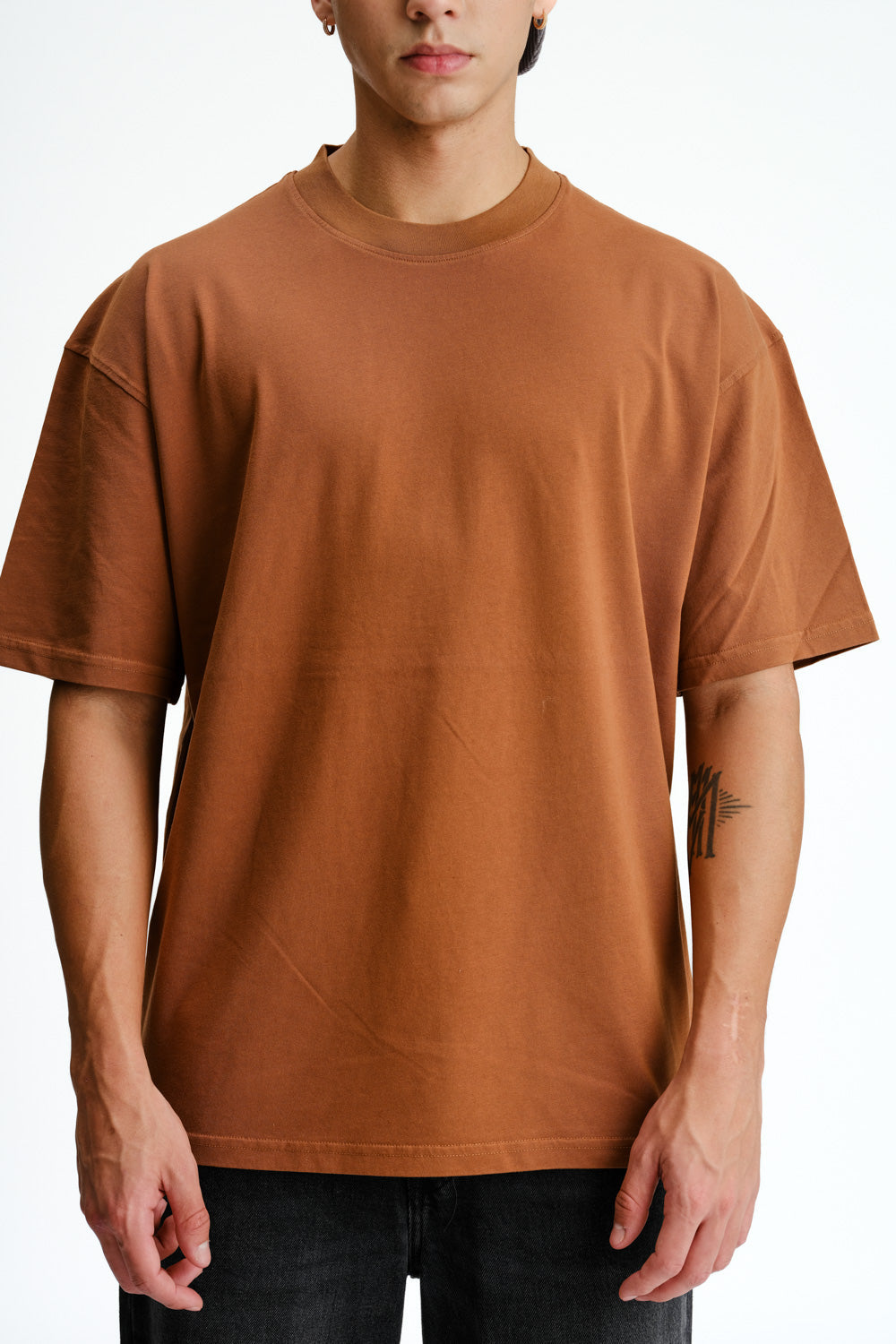 Solid Brown Soft Jersey Oversized T-shirt