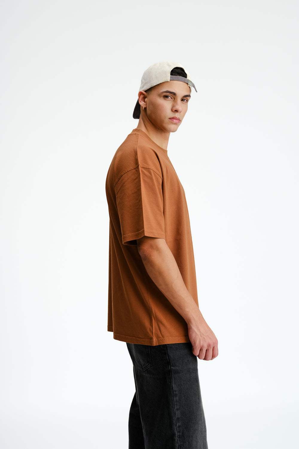 Solid Brown Soft Jersey Oversized T-shirt